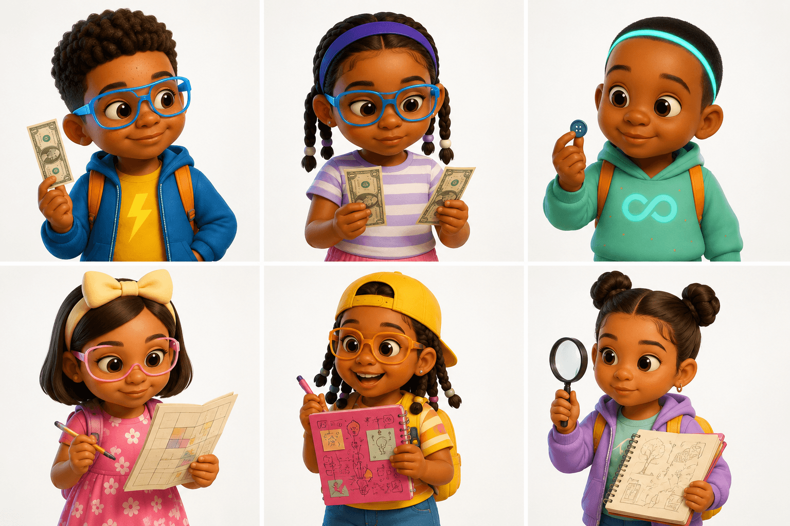 The six members of The Magpyes — Miller, Naiya, Macon, Ava, Brooke-Lynn, and Sai